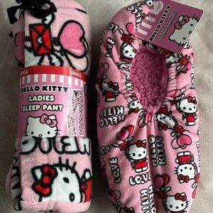 Hello Kitty Valentines Day pajama pants and slippers